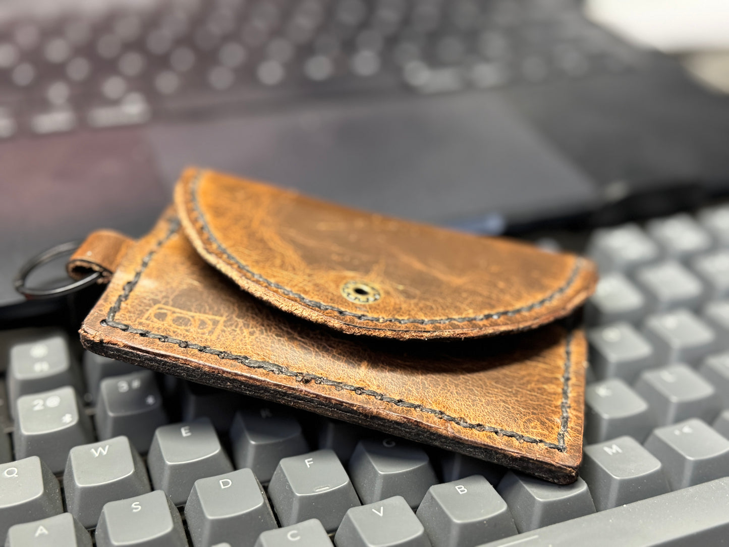 Handmade Leather Keychain I.D. Wallet - Rugged, Lightweight, and Convenient
