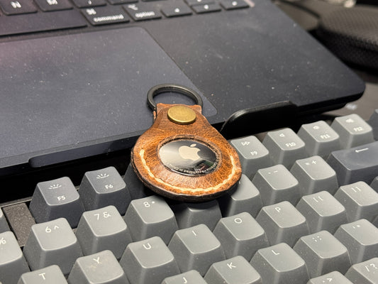 Buffalo Leather AirTag Keychain